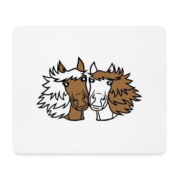 2 Pferde Team Pony Fohlen Pärchen Verliebt Freunde - Mousepad (Querformat) - Weiß - Vorne