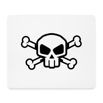Totenkopf mit Knochen – Comic Skull Design - Mousepad (Querformat) - Weiß - Vorne