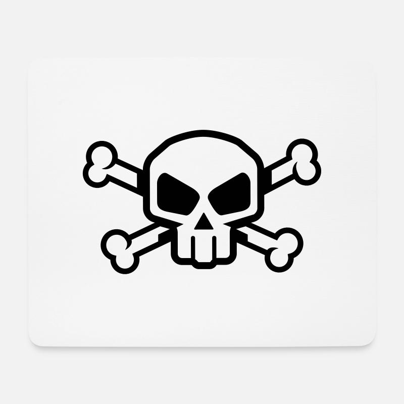 Totenkopf mit Knochen – Comic Skull Design - Mousepad (Querformat) - Weiß