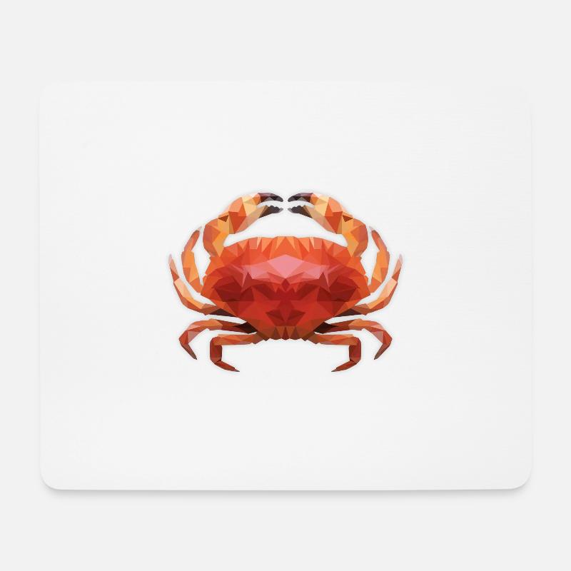 Low Poly Crab - Mousepad (Querformat) - Weiß