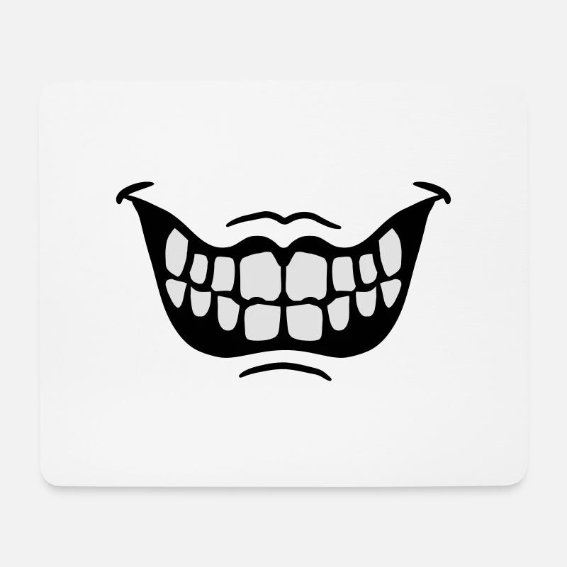 Grinning Evil Horror Mouth Smile Comic Teeth - Mouse Pad (horizontal) - white