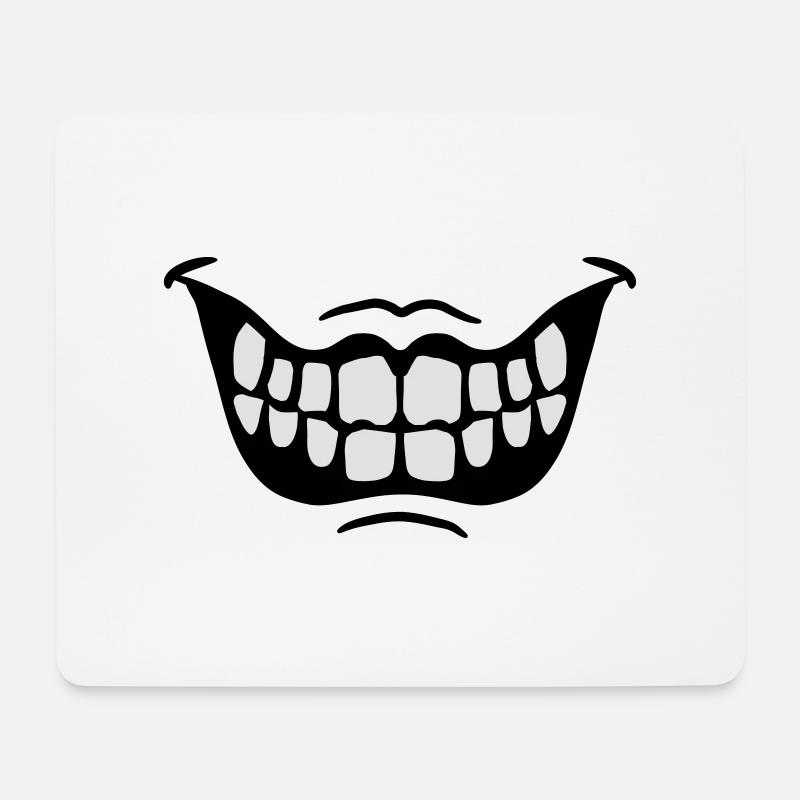 Grinsender böser Horror Mund Lächeln Comic Zähne - Mousepad (Querformat) - Weiß