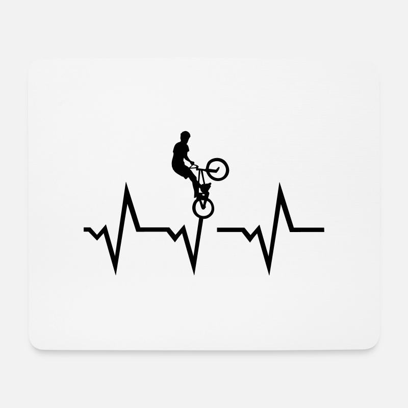 BMX Radfahrer EKG Herzschlag - Mousepad (Querformat) - Weiß