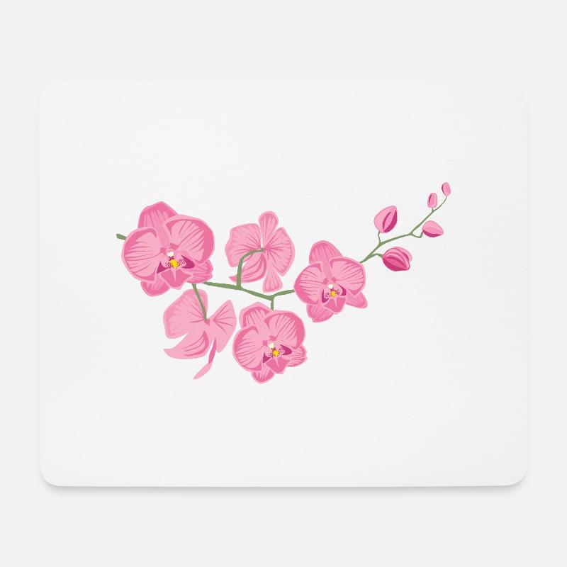 Blume Orchidee als zartes florales Design - Mousepad (Querformat) - Weiß