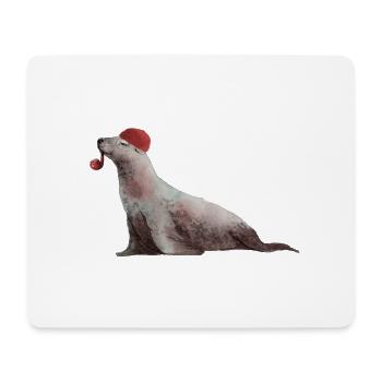 Phoque mer du Nord - Tapis de souris (format paysage) - blanc - Devant
