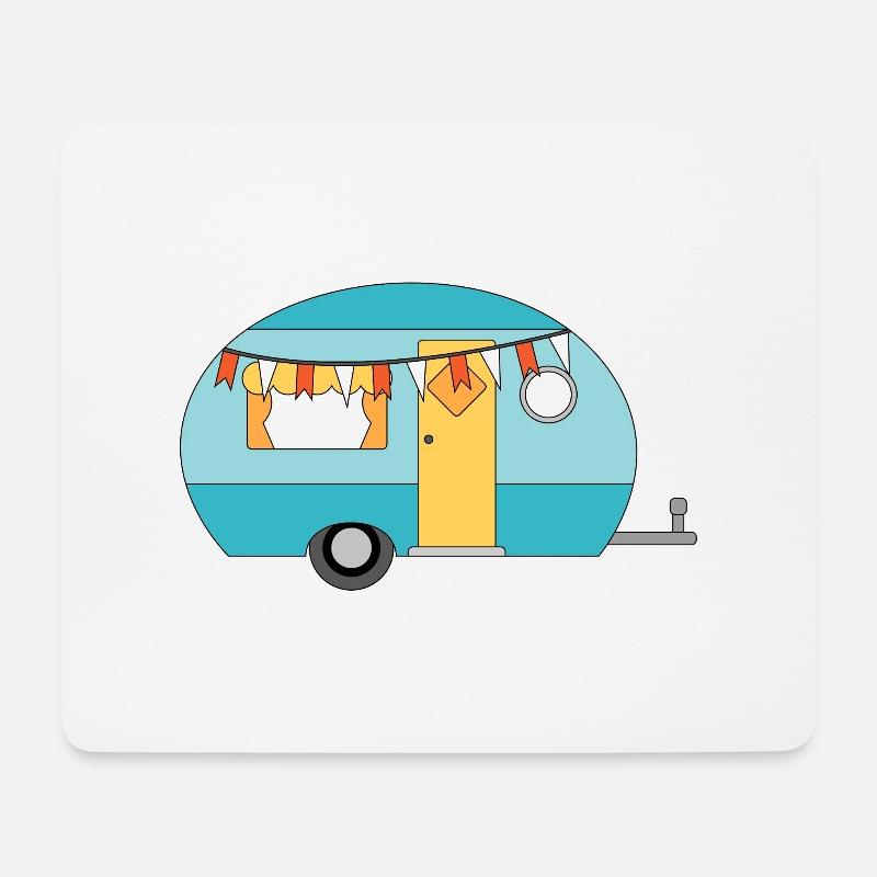 Wohnwagen Camping Lustiges - Mousepad (Querformat) - Weiß