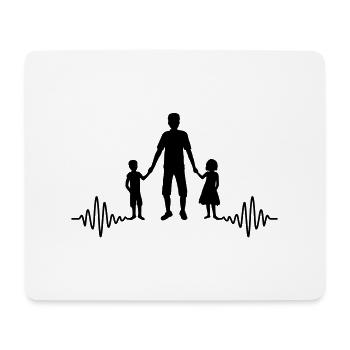 Herzschlag 2 Kinder Papa - Mousepad (Querformat) - Weiß - Vorne