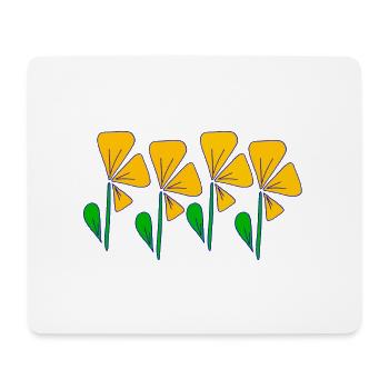 Iza Fabian-Gelbe Blumen Retro Style - Mousepad (Querformat) - Weiß - Vorne