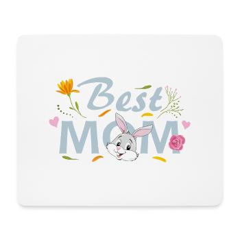 Meilleure maman. Design floral avec lapin - Tapis de souris (format paysage) - blanc - Devant