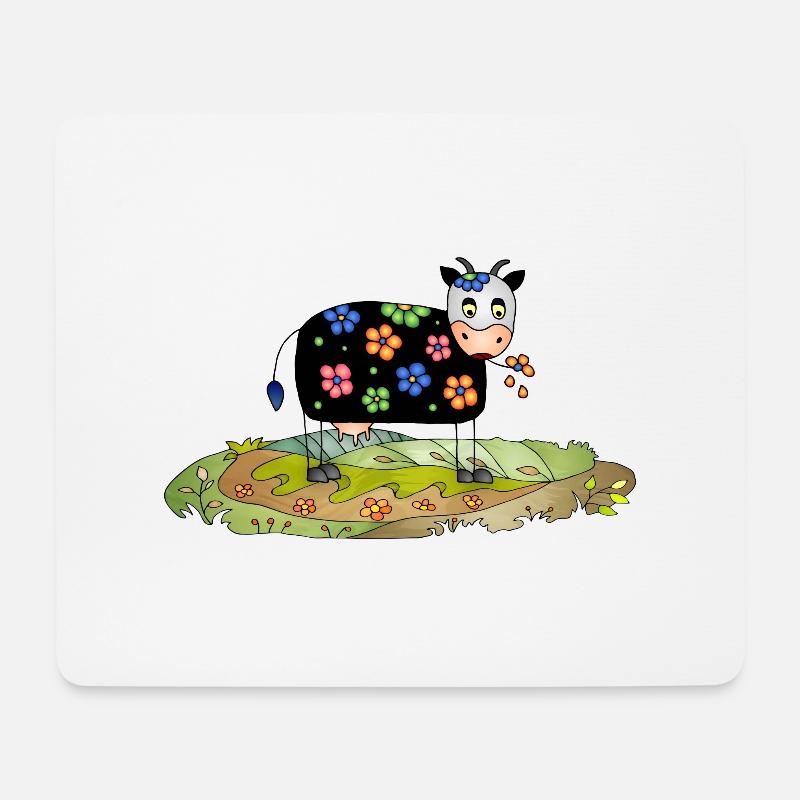 Kuh - Mousepad (Querformat) - Weiß