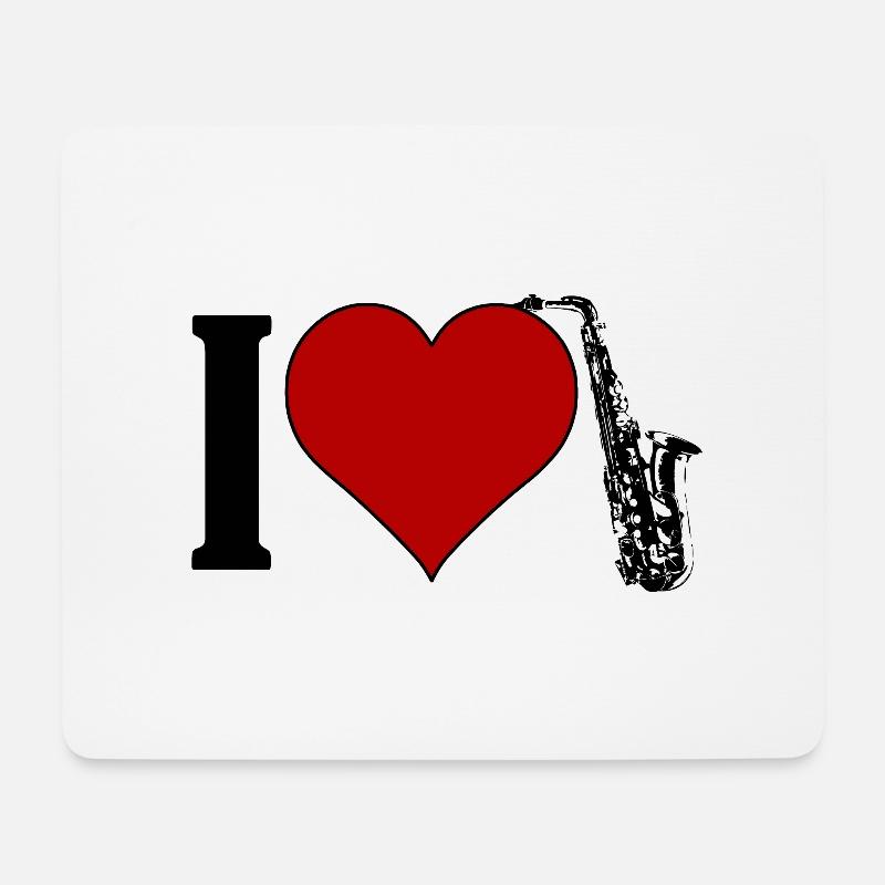 I ♥️ Saxophon | I Love Saxophon - Mousepad (Querformat) - Weiß