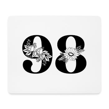 Number 98 Black Floral - 98th Floral Birthday - Mouse Pad (horizontal) - white - Front