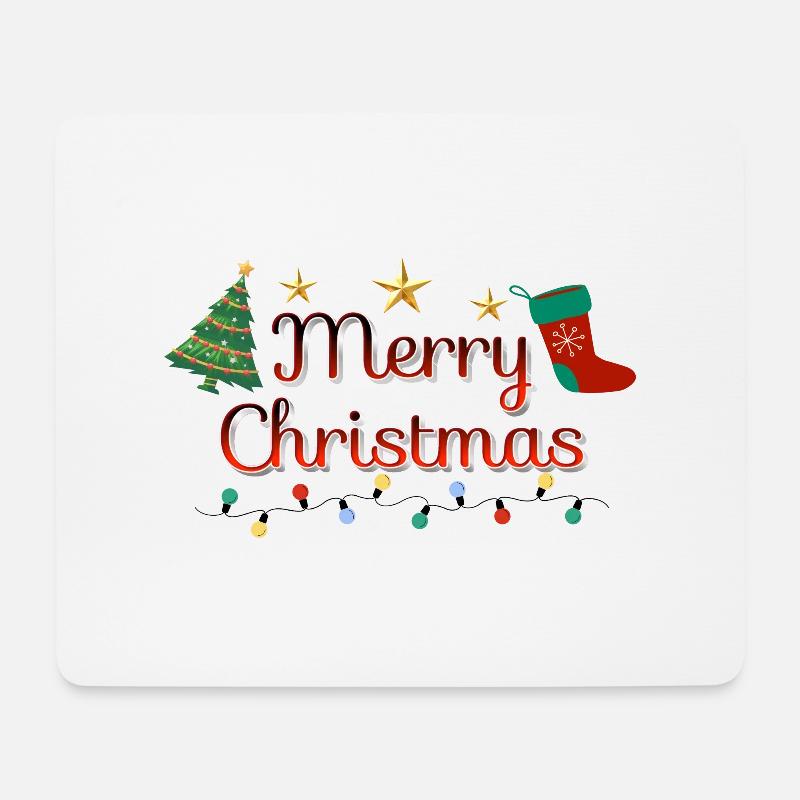 Merry Christmas tree - Mousepad (Querformat) - Weiß