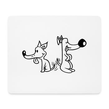 2 Dogs Big Noses Excited Wiggle - Mouse Pad (horizontal) - white - Front