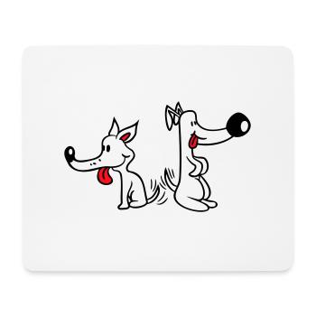 2 Dogs Big Noses Excited Wiggle - Mouse Pad (horizontal) - white - Front