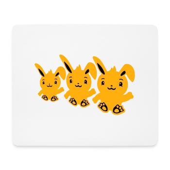 3 lapins trois amis équipe équipage agitant assis mignon - Tapis de souris (format paysage) - blanc - Devant