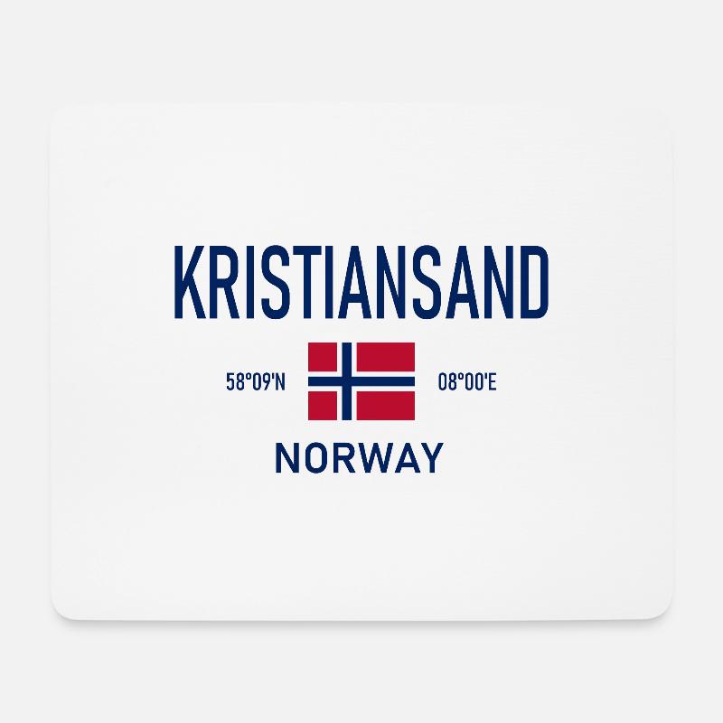 Kristiansand - Norwegen - Koordinaten - Flagge - Mousepad (Querformat) - Weiß