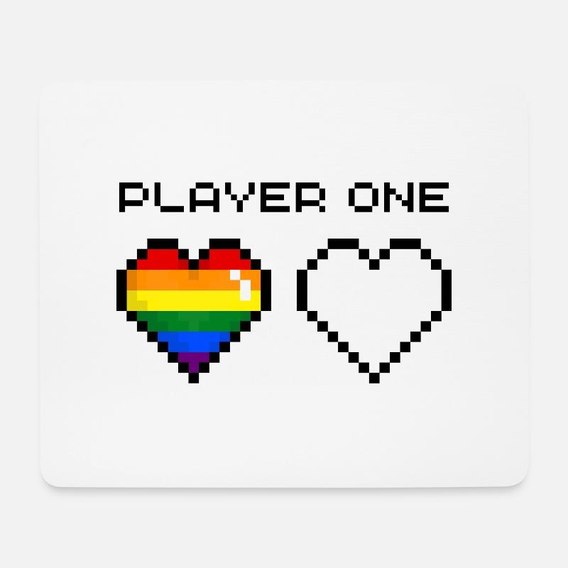 Player One Rainbow - Mousepad (Querformat) - Weiß