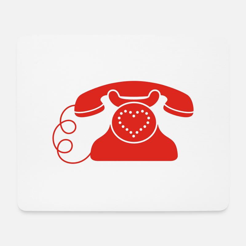 Herz-Telefon - Mousepad (Querformat) - Weiß