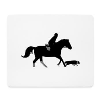 reiter_pferd_hund - Mousepad (Querformat) - Weiß - Vorne