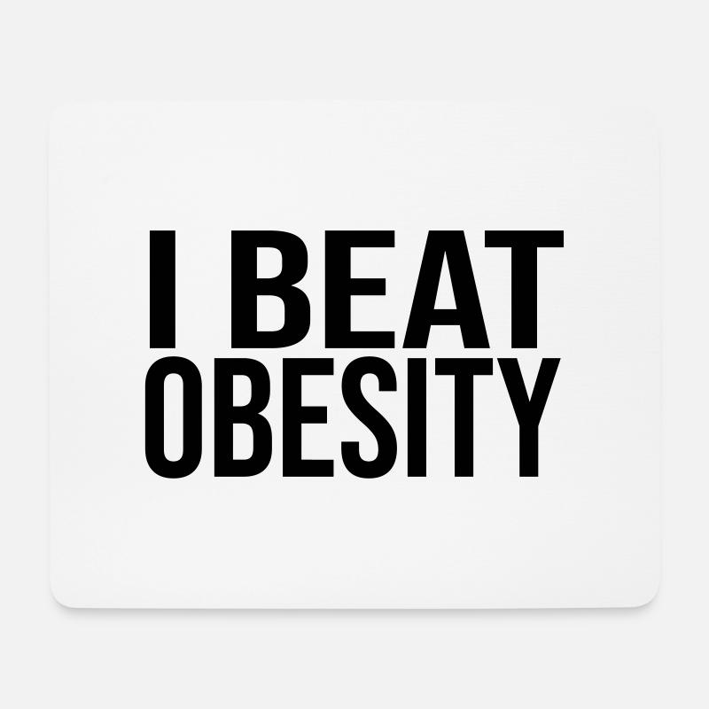I Beat Obesity - Mouse Pad (horizontal) - white