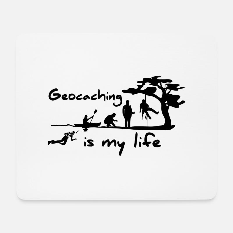 1016_geocaching_is_my_life - Mousepad (Querformat) - Weiß