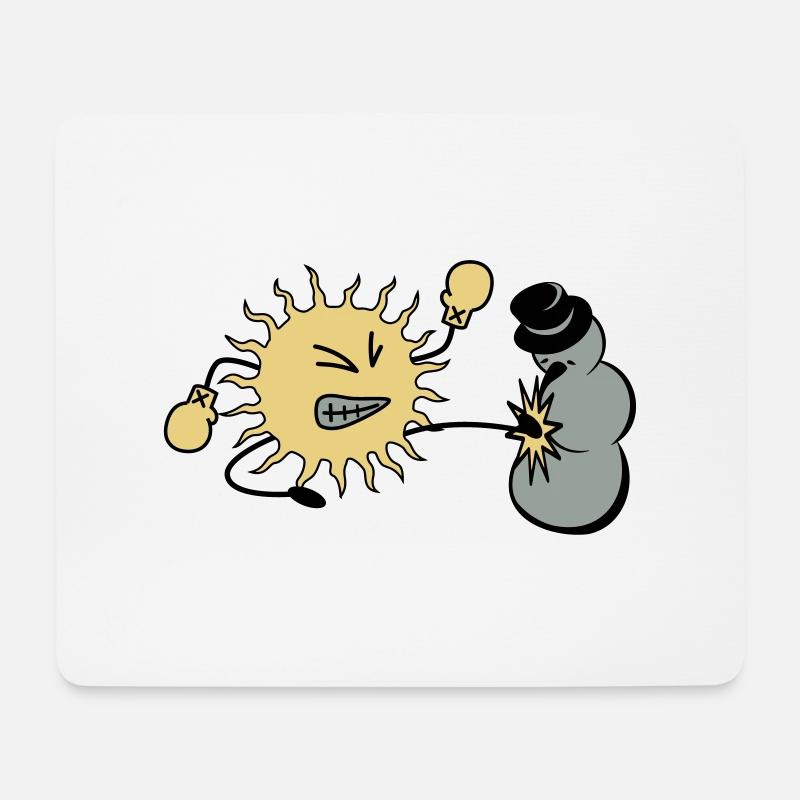 sonne kickt schneemann - Mousepad (Querformat) - Weiß