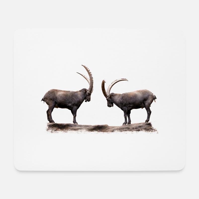 Welcher Steinbock gibt hier nach - Mousepad (Querformat) - Weiß
