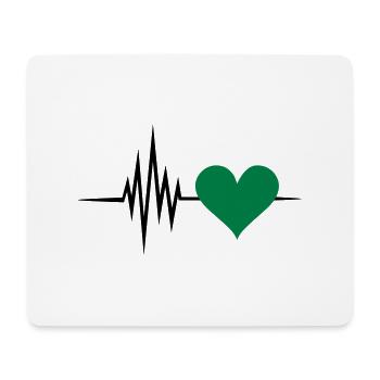 Puls Herz grün, vegan Frequenz, Natur, Bäume, Wald - Mousepad (Querformat) - Weiß - Vorne