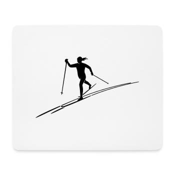 Skilangläuferin mit Skispur - Mousepad (Querformat) - Weiß - Vorne