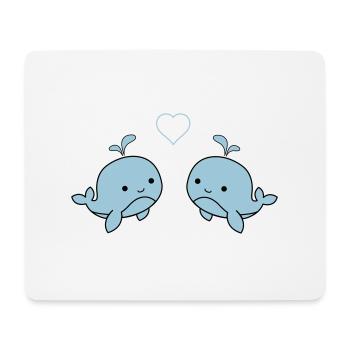 baby_wale_verliebt - Mousepad (Querformat) - Weiß - Vorne