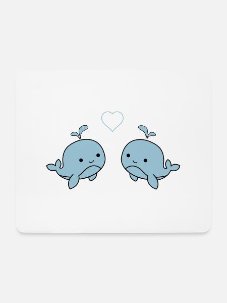 baby_wale_verliebt - Mouse Pad (horizontal) - white