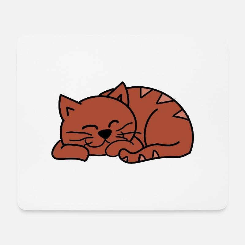 Schlafende Katze in Rot - Mousepad (Querformat) - Weiß