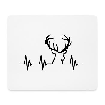 La chasse est passion / rythme cardiaque - cerf - Tapis de souris (format paysage) - blanc - Devant