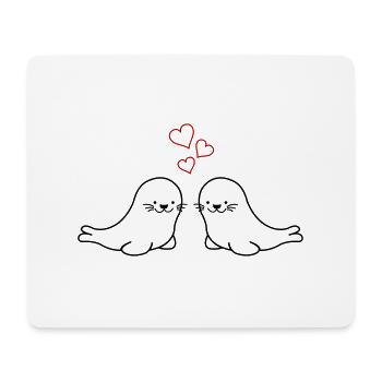 seehunde verliebt - Mousepad (Querformat) - Weiß - Vorne