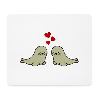 seehunde verliebt - Mousepad (Querformat) - Weiß - Vorne