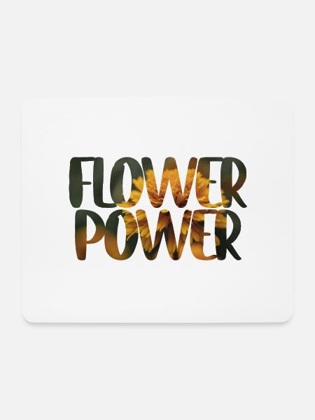 Flower Power mit Blumenmotiv - Mousepad (Querformat) - Weiß