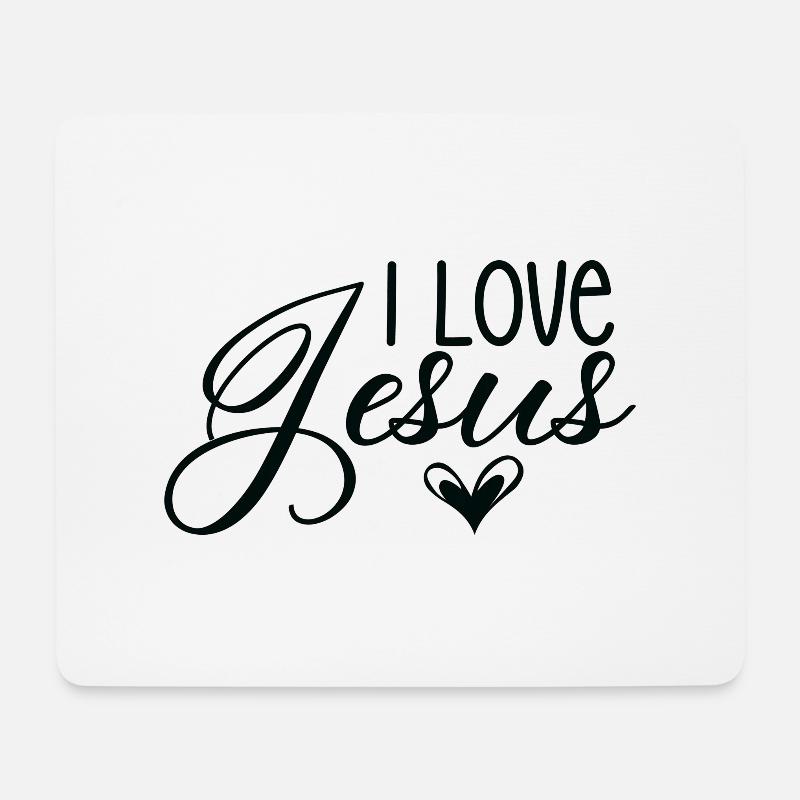 I Love Jesus - Mousepad (Querformat) - Weiß