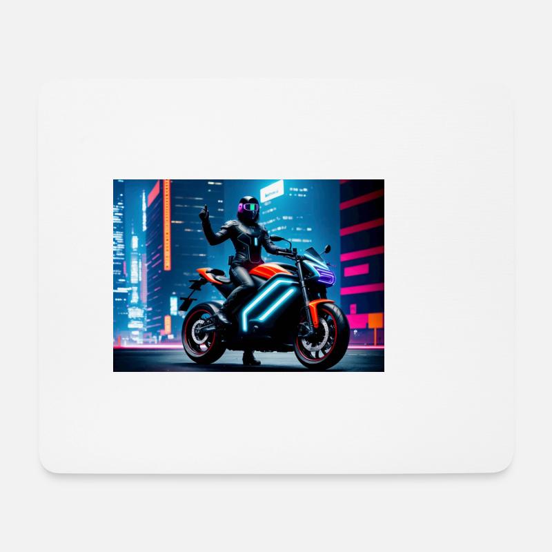 Futuristisches Cyberpunk Motorrad Mauspad - Mousepad (Querformat) - Weiß