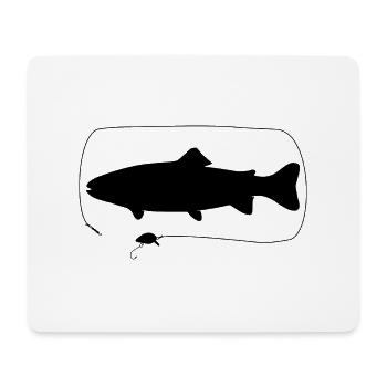 Forelle mit Wobbler - Mousepad (Querformat) - Weiß - Vorne