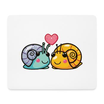 Escargot Couple Amour Couple Amoureux - Tapis de souris (format paysage) - blanc - Devant