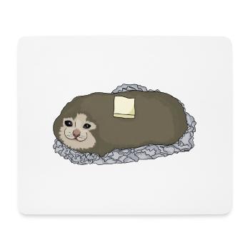 sad potato cat meme illustration - Mouse Pad (horizontal) - white - Front