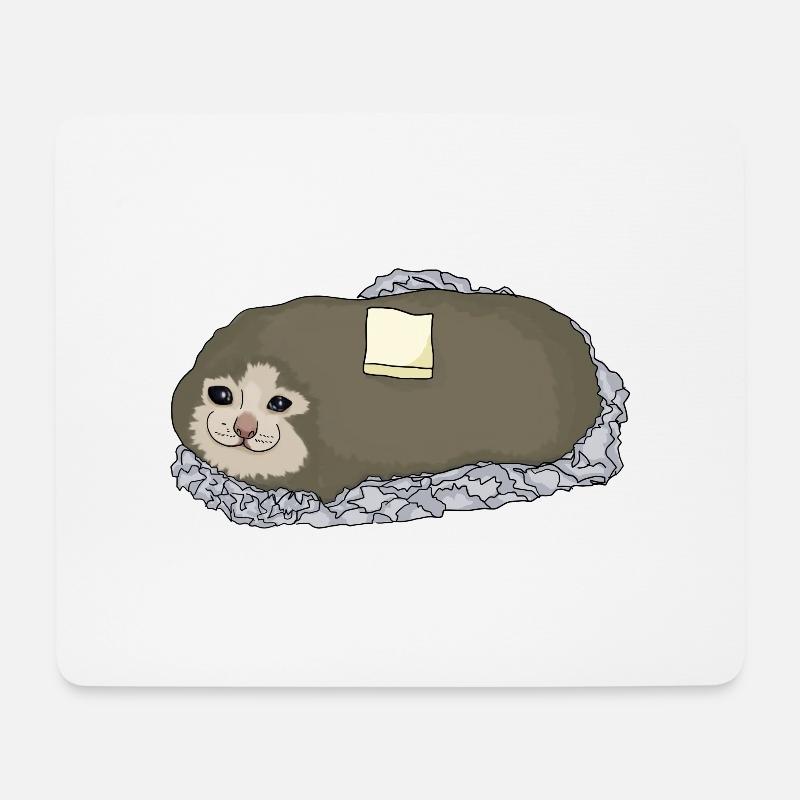 traurige Kartoffelkatze Meme Illustration - Mousepad (Querformat) - Weiß