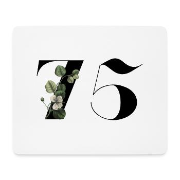 Zahl 75 Blumengrün - 75. Blumengeburtstag - Mousepad (Querformat) - Weiß - Vorne