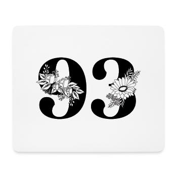 Number 93 Black Floral - 93rd Floral Birthday - Mouse Pad (horizontal) - white - Front