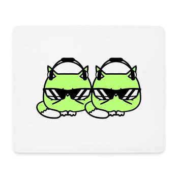 2 DJ Katzen Team Freunde Tiere Haustier Kätzchen - Mousepad (Querformat) - Weiß - Vorne
