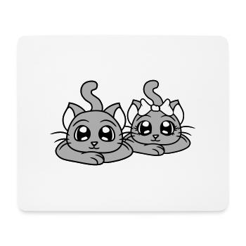 Two Cats Couple 2 Romantic Couple in Love - Mouse Pad (horizontal) - white - Front