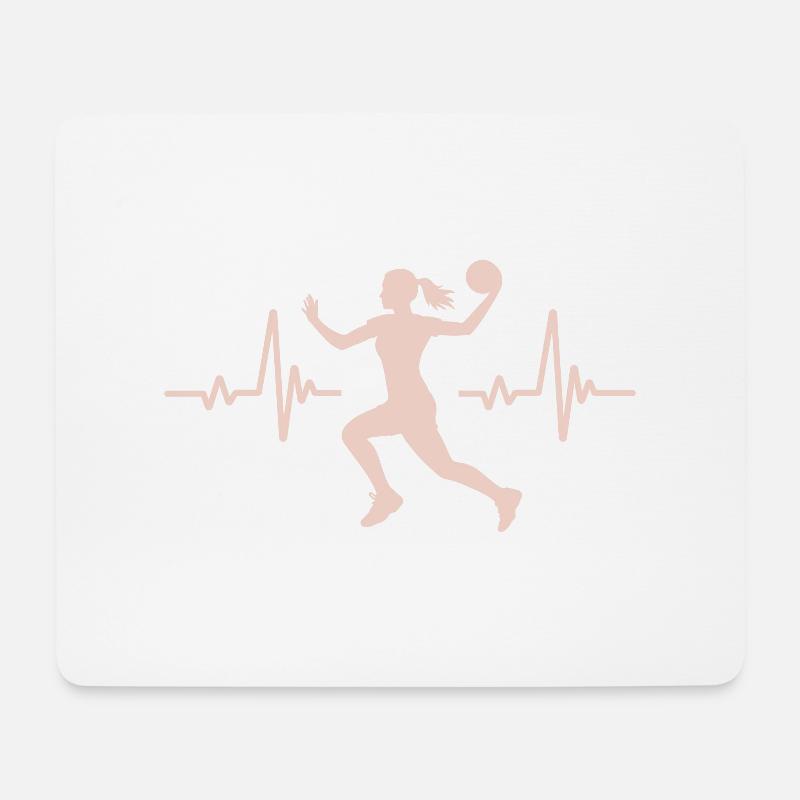 Herzschlag eines Handballspielers, Handball - Mousepad (Querformat) - Weiß