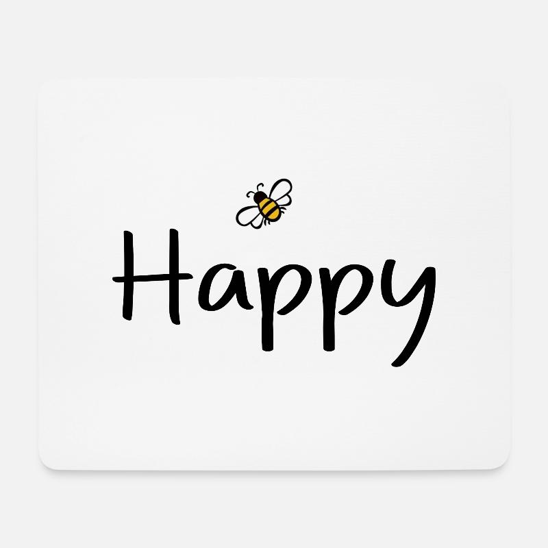 be Happy - Mousepad (Querformat) - Weiß
