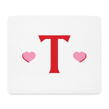 Lettre t cœurs rouges - Tapis de souris (format paysage) - blanc - Devant